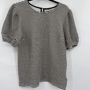 Anthropologie Dolan Black White Textured Striped Left Coast Blouse Top Medium